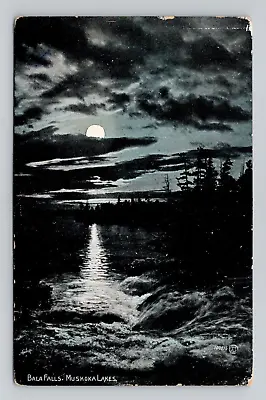 Postcard Bala Falls At Night Muskoka Lakes Ontario Canada Antique G15 • $9.99