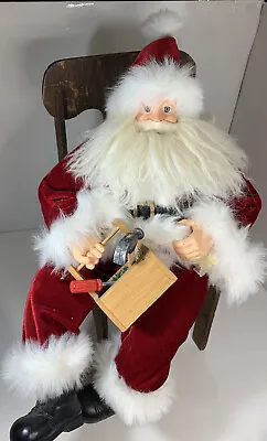 Big Vtg Santa 18” Velvet Suit Carpenter Tool Box Traditional Centerpiece READ • $29.95