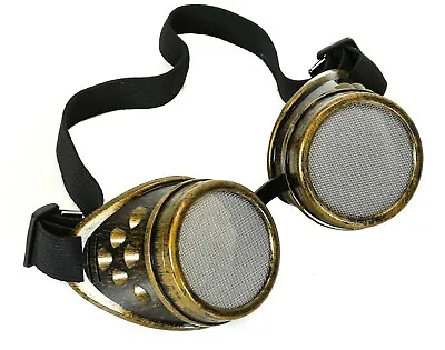 Mesh Steampunk Motorcycle Flying Brass Goggles Lens  Vintage Pilot Biker Goth • $14.99