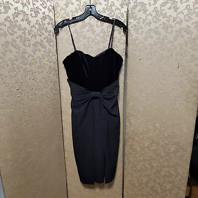 Aidan Mattox Black Velvet Bow Sheath Strapless Dress Size 10 RUNS SMALLER • $49.99