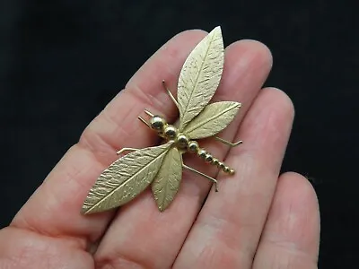 Vintage 1990's Matte Gold Tone Dragon Fly Brooch Well Constructed • $13.49
