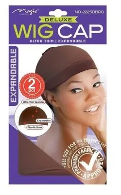 £1.99 • Buy Magic Collection Deluxe Stocking Wig Cap Ultra Thin Expandable 2pcs Dark Brown