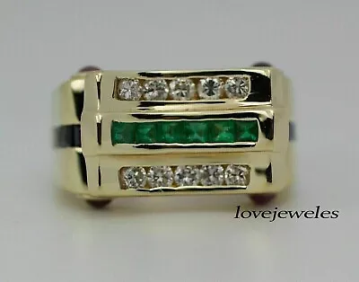 1.50CT Princess Cut Lab-Created Green Emerald Men's Ring 14K Yellow Gold Finish • $165.82