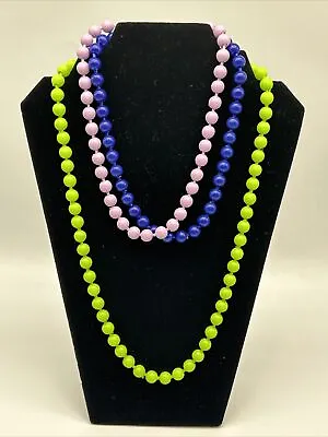 Pop Beads / Snap It Beads 3 Necklaces Green (glows) Lavender Blue EUC • $19.99