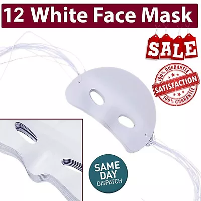 12PCS Half Face White Masks Painting Craft Arts Plain Party Masquerade DIY HOT.. • £7.99