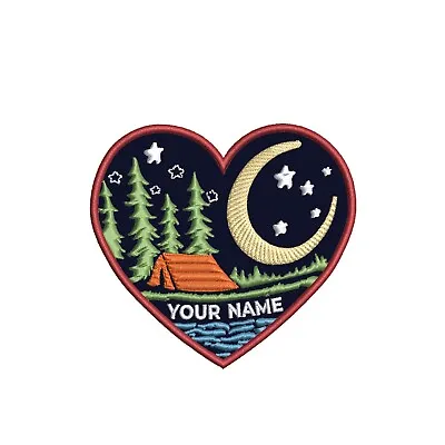 CUSTOM YOUR NAME Text Moon Heart Embroidered Patch Iron-on Nature Applique • $5.87