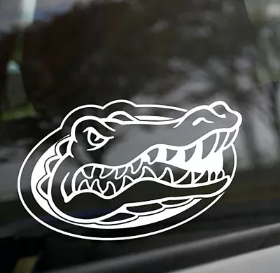Florida Gators GATOR HEAD LOGO In WHITE Cut Vinyl Decal UF Car Truck Sticker • $7.95