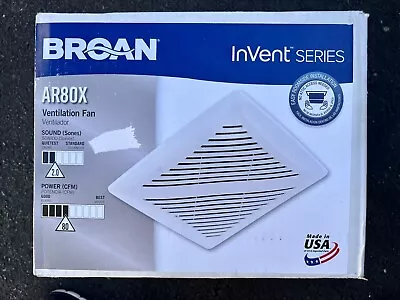 Broan InVent Series 2 Sone 80 CFM White Bathroom Ventilation Fan AR80X • $35