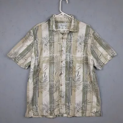 Solemar Shirt Mens 2XL Green Bamboo Floral Hawaiian Button Up Outdoor Beach AOP • $25.77