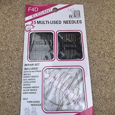 18 Multi-Use Self Threading Needle Kit Including Upholstery Needles • £1.55