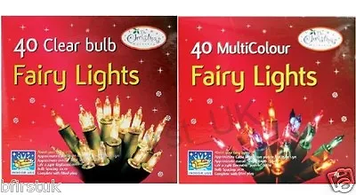 £8.99 • Buy 40 Clear Or Multi Colour Bulb Christmas Fairy Lights Xmas Tree Decoration Party