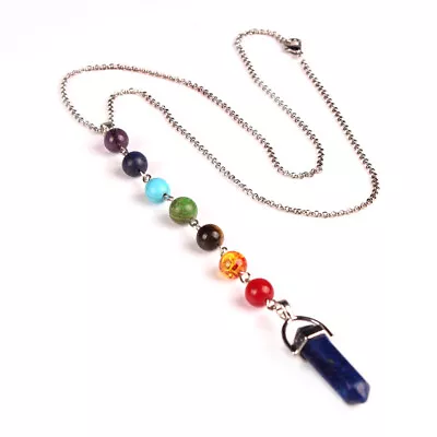 Natural Lapis Lazuli Gems Stone Pendulum Chakra Necklace Yogo Jewelry Wholesale • $0.71