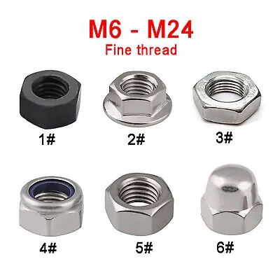 £1.86 • Buy M6~M24 Fine Thread Hexagon Nut / Nylock Nut / Acorn Cap Dome Nuts 304 Stainless