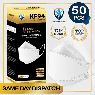 50Pcs KF94 Disposable Face Mask 3D Mouth Comfort Protective Masks 4 Layer-White • $19