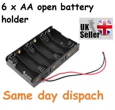 Battery Open Holder 6 X AA WIRE LEAD 6xAA 9V UK • £3.85