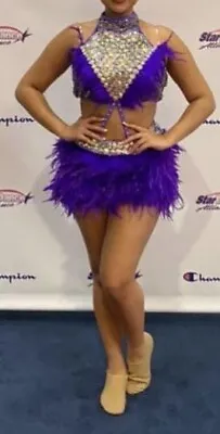 Glamour Costumes LA Purple Sequined Feathered Costume Dance Theater Cosplay • $40