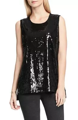 Women's Vince Canuto Scooped Neck Sleeveless Sequin Top Black Size Small S • $15.16