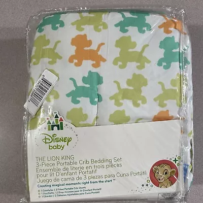 Disney Baby Lion King 3 Piece Portable Crib Bedding Set -NIP • $18.99