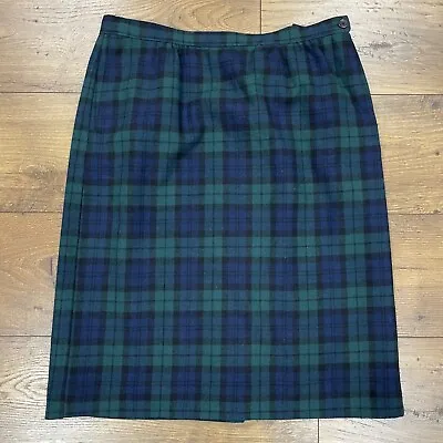 Pendleton Womens Skirt Size 10 Green Wool Black Watch Tartan Plaid Lined USA • $34.99