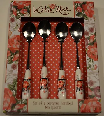 Creative Tops Katie Alice Scarlet Posey Set Of 4 Ceramic Handled Teaspoons • £12.99