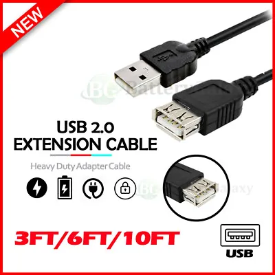 USB 2.0 Extension Extender Cable Cord M/F Standard Type A Male To Female Black • $2.99