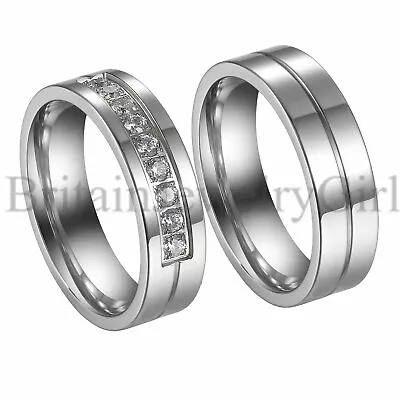 2PCS His And Hers Couple's Matching Promise Ring Engagement Wedding Band 6mm • $12.99