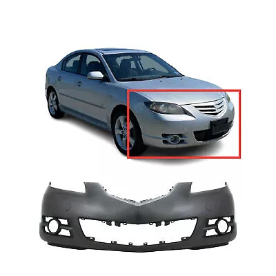 Front Bumper Cover For 2004-2006 Mazda 3 Sedan S I W Fog Light Hole BNYK5003XEBB • $103.40