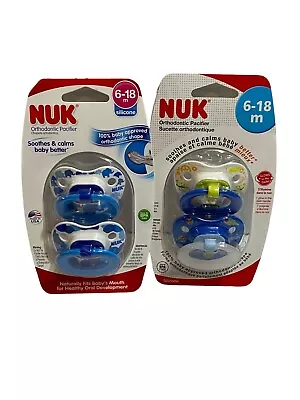 Lot Of 2 Pks NUK Orthodontic Pacifier Silicone 6-18 M Natural Shape Unisex • $15.99