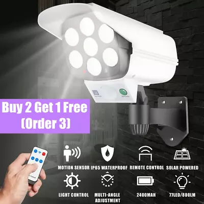 Solar Power Dummy Security Camera Fake LED Wall Light Outdoor Surveillance CCTV • £8.87