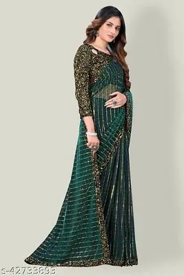 Indian Bollywood Fancy Saree Net Velvet Wedding & Party Wear - Free Shipping • £36.64