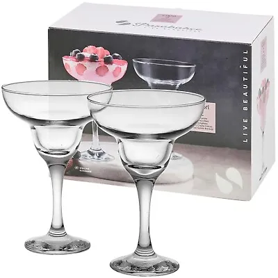 Set Clear Glass Tall Stemmed Margarita Cocktail Liquor Bourbon Bartender Glasses • £7.99