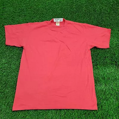 Vintage 90s Velva-Sheen Plain Blank Shirt M 20.5x26.5 (L) Single-Stitch Pink Red • $26.68