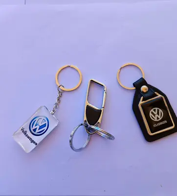 Volkswagen Medal Key Glass Logo & Key Ring Faux Leather  Logo Plus Key Holder • $13