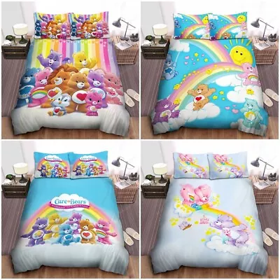 Kids Care Bears 3D Duvet Cover Pillowcase Single Double Queen Bedding Set Gift • $33.99