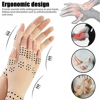 £3.90 • Buy Magnetic Therapeutic Arthritic Fingerless Compression Gloves Arthritis Therapy