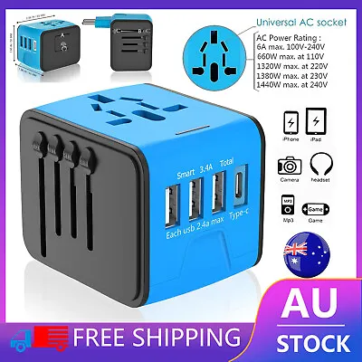$25.87 • Buy 3.4A Universal International Travel Plug 3 USB Power Adapter Type C Worldwide