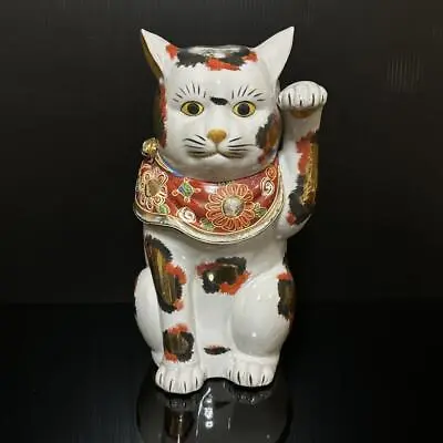 Maneki Neko Lucky Cat Statue Kutani Ware 11.6 Inch Japanese Pottery Figurine F/S • $625.99