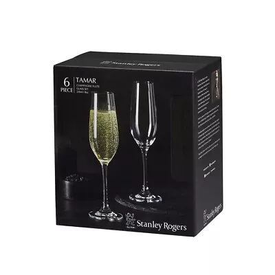 NEW STANLEY ROGERS TAMAR CHAMPAGNE FLUTES 235ml SET 6 Bubbly Glass • $54.95