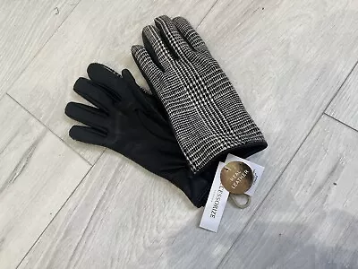 Accessorize Leather Check Gloves Women’s Medium • £9.99