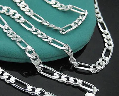 1pc 925 Silver 2mm Chains Italy Figaro Necklace Men Women 16-30 Inch • $0.99