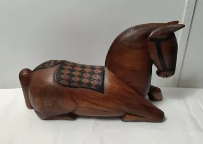 Vtg 1930s Hand Carved Wooden Horse One Of A Kind Boho Equestrian Collectible • $100