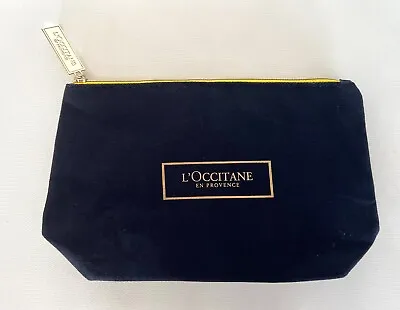 L'occitane Black Fabric Gold Details Zippered Pouch Cosmetics Travel Bag Lined • $19.95