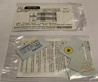 Walthers Ho Decal-chesapeake & Ohio Box “chessie Route”-orig Cat Hrld #934-35230 • $9.83