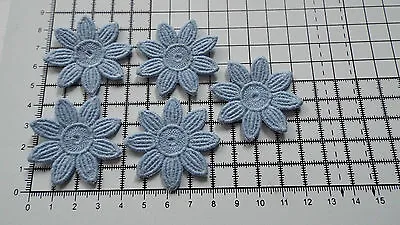 Iron On / Sew On Blue Guipure Lace Applique Daisy-Flower Motifs X 5 (4 Cm) • £2.99