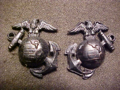 $18 • Buy Rare Matching Pair Of Ww2 Usmc Unusual Eagle Lead Ega Collar Emblems