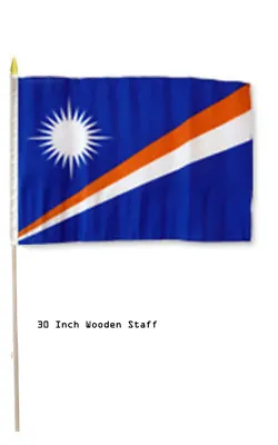 12x18 12 X18  Marshall Islands Country Stick Flag 30  Wood Staff • $8.88