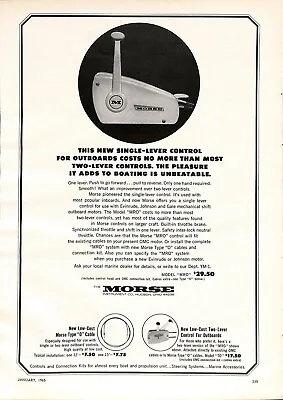 1965 Morse Single Lever Control Outboards Hudson Ohio OH Vintage Print Ad A6 • $14.99