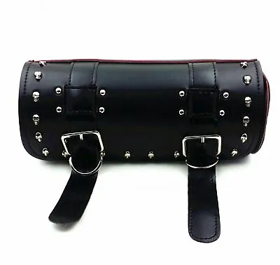 Custom Skull Saddlebags Black Tool Bag Roll Barrel Motorcycle For Harley Suzuki • $23.99