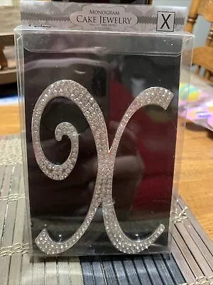 Monogram Cake Jewelry Rhinestone Silver ~ X ~ Cake Topper 3 “ X 5” New • $8