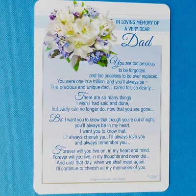 DAD In Loving Memory Of A Dear Dad Graveside Memorial Card Grave Fathers Day • £2.60